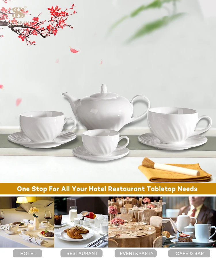 High Quality Luxury Fine China Dinner Set, Ceramic Tableware Set,  White Ceramic China Tea Set