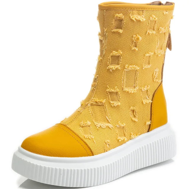 

Dropshipping Custom Logo 2021 Genuine Leather Women Ankle Boots Motorcycle Female Spring snow Winter Platform Shoes