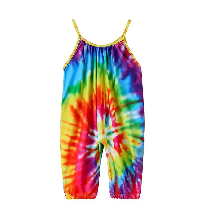 

New Arrival Personalized Monogrammed Kids Tie Dye Suspender Jumpsuits, As picture show, customized