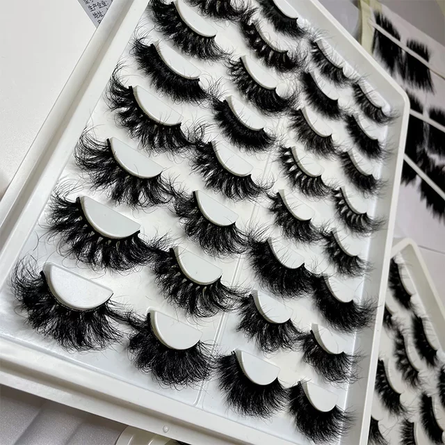 

Wholesale Mink Eyelashes 25mm Mink Eyelashes Vendor Own Brand Mink Lashes Packing Custom Private Label Box, Natural black