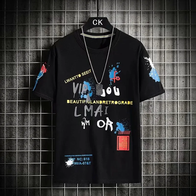 

Unisex Loose O-Neck Plus Size T-Shirts Graphic T Shirts Hip Hop Harajuku Casual T-Shirt Short Sleeve Street Style