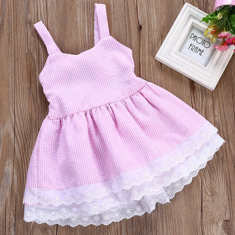

Pink strapless baby Clothes girls casual summer Clothing Kids flower girl baby wedding dress