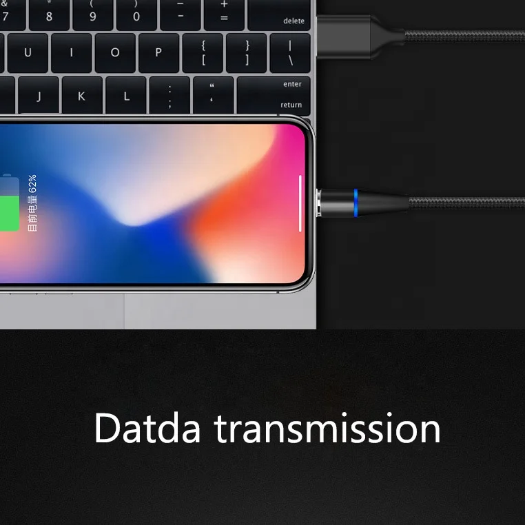
3 in 1Magnet Fast Charger Data USB 3a Magnetic Charging Cable for Micro usb Type-C 