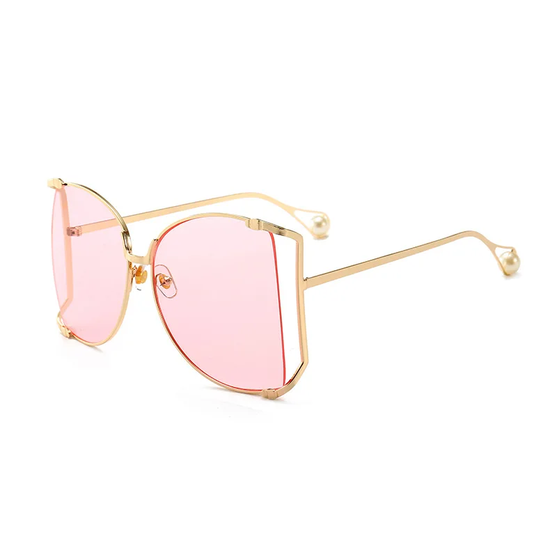 

2021 Fashion Oversized Metal Sunglasses Luxury Design Trend Ladies Pearl sunglasses