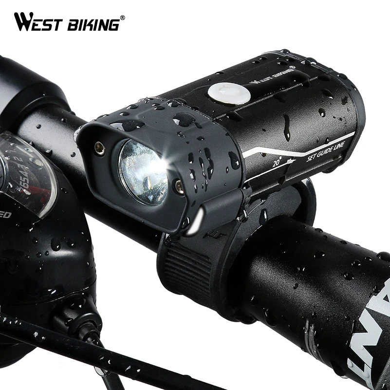 

WEST BIKING L2 LED Bicycle Front Light 5 modes Handlebar Bike Flashlight USB Rechargeable Front Light Bike Light, Black