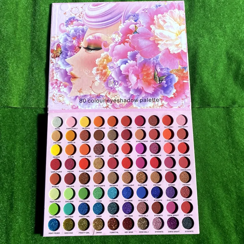 

80 colors eye shadow pallet and makeup girl pearl inferior smooth eye shadow with private label custom logo