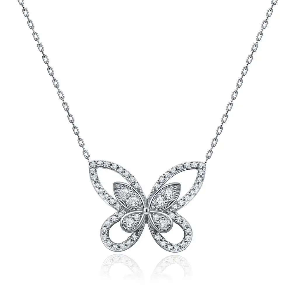 

Jialin jewelry 2020 new bow necklace 925 sterling silver diamond clavicle chain pendant popular jewelry