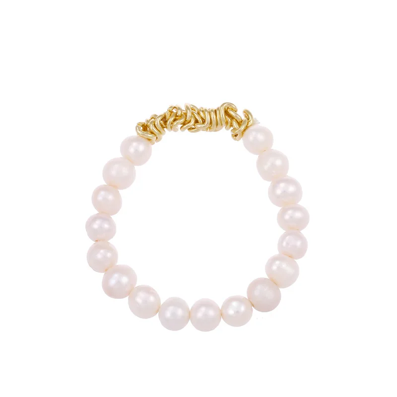 

Weihao European Luxury Baroque Pearl Adjustable Bracelet Beaded Natural Freshwater Pearl Bracelet, As picture show