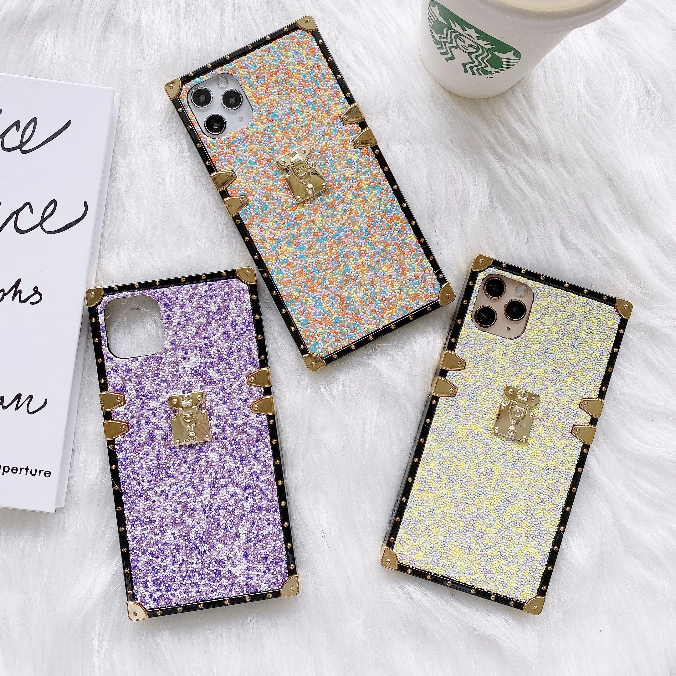 

custom design woman glitter mobile phone case for square iphone case luxury for iphone 11 12 pro max phone case with strap