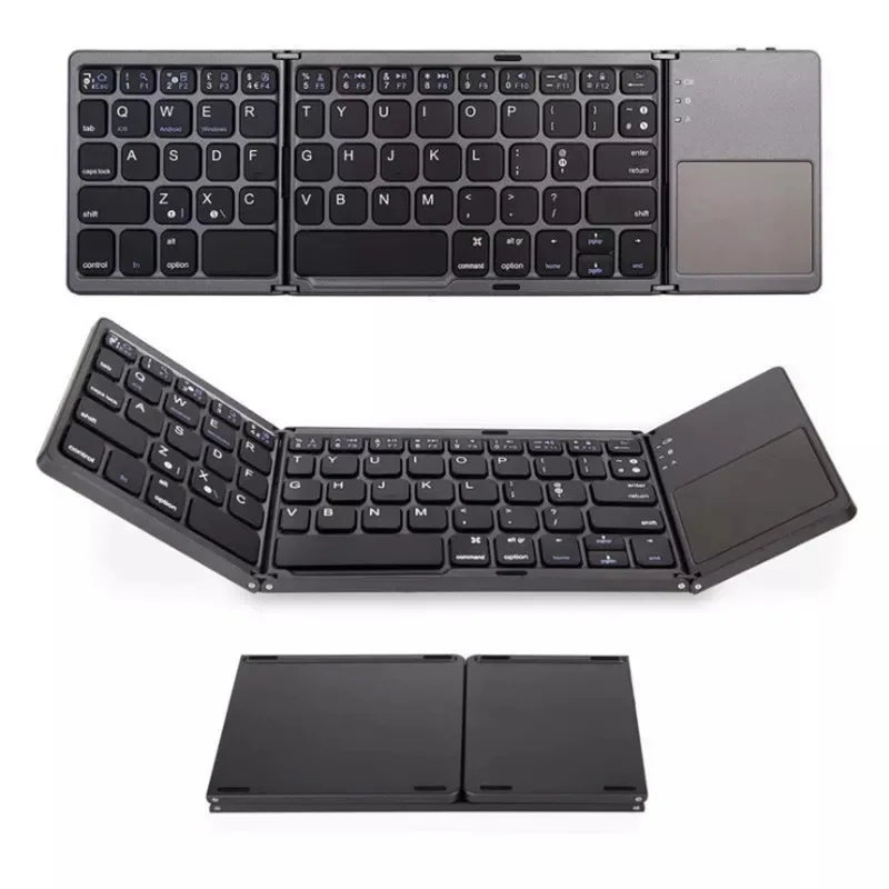 

OEM B033 Triple Folding Mobile Teclado Portatil Ultra Slim Touchpad Portable Foldable Mini BT Wireless Keyboard With Touch Pad