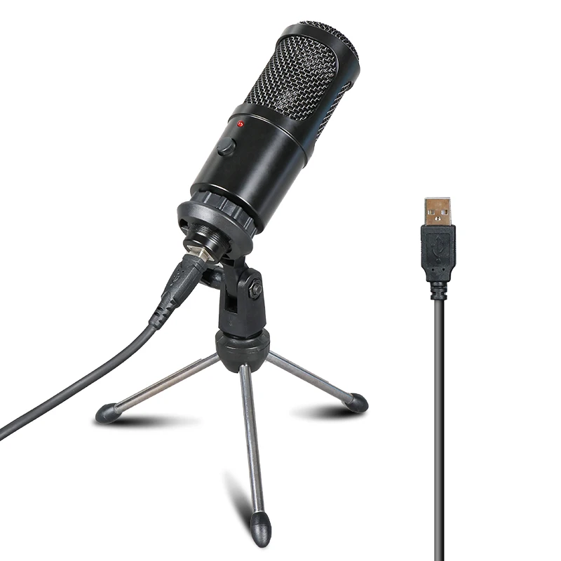 

2020 new factory direct Youtuber games, office USB high-quality recording electret condenser microphone, Black