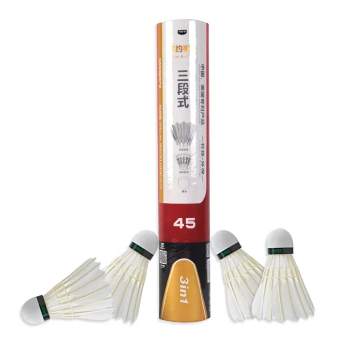 

High Durable and Stable 3in1 Badminton Shuttlecock Goose Feather Class 1 Best Seller Dmantis D45 For Training