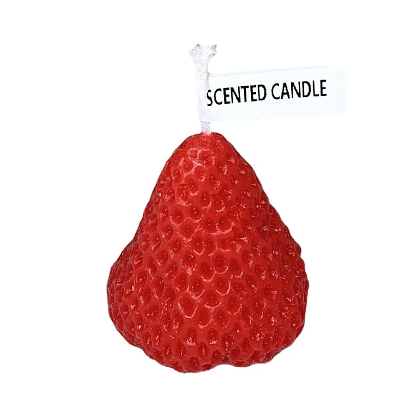 

Strawberry scented candle soybean wax,Cool Shaped Novelty Candle for Wedding Holiday Birthday Party Decor, Red,pink