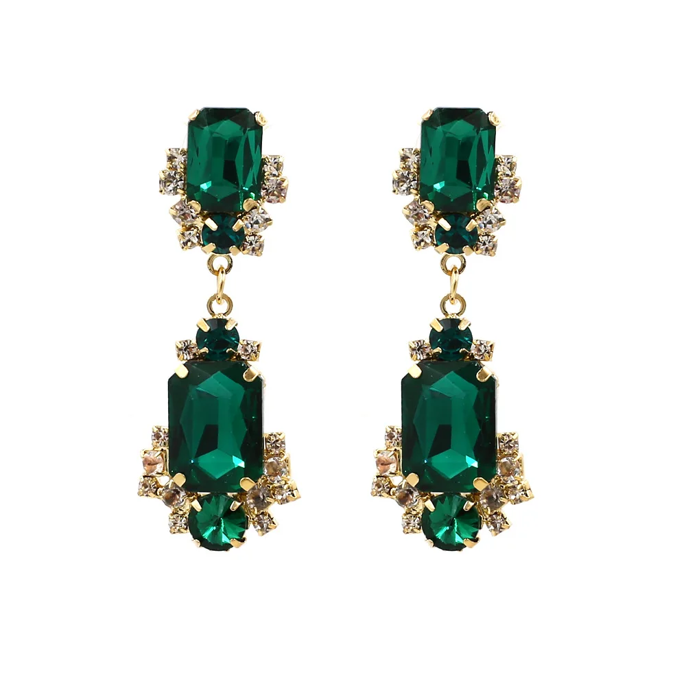 

2020 Elva jewelry New fashion cool wind high - quality glass diamond earrings exaggerated earrings