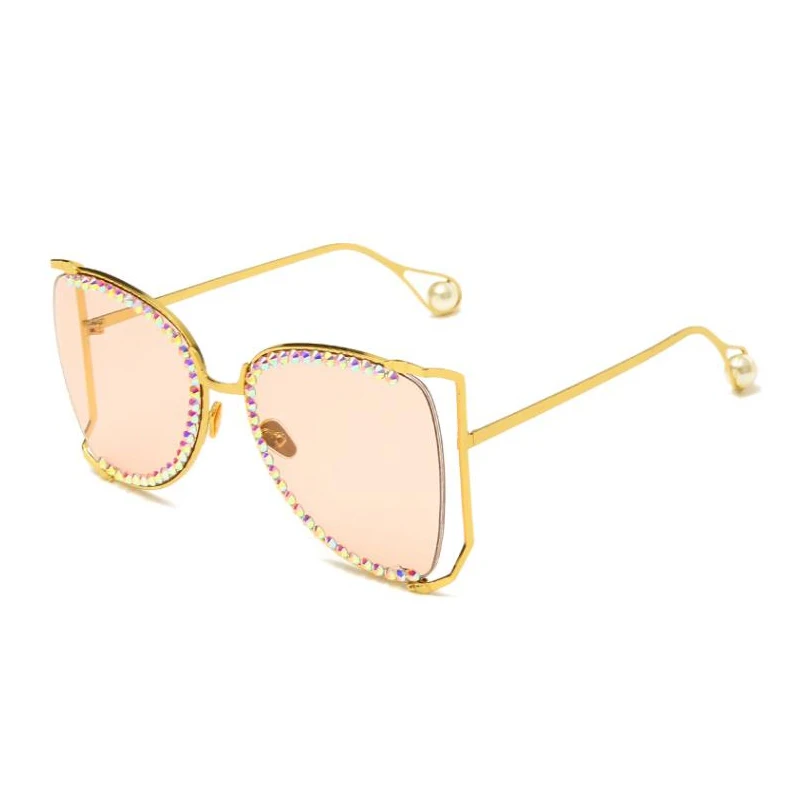 

Jheyewear in stock wholesale italy design women bling diamond rhinestone trendy oversized shades sun glasses sunglasses 2021, Custom colors