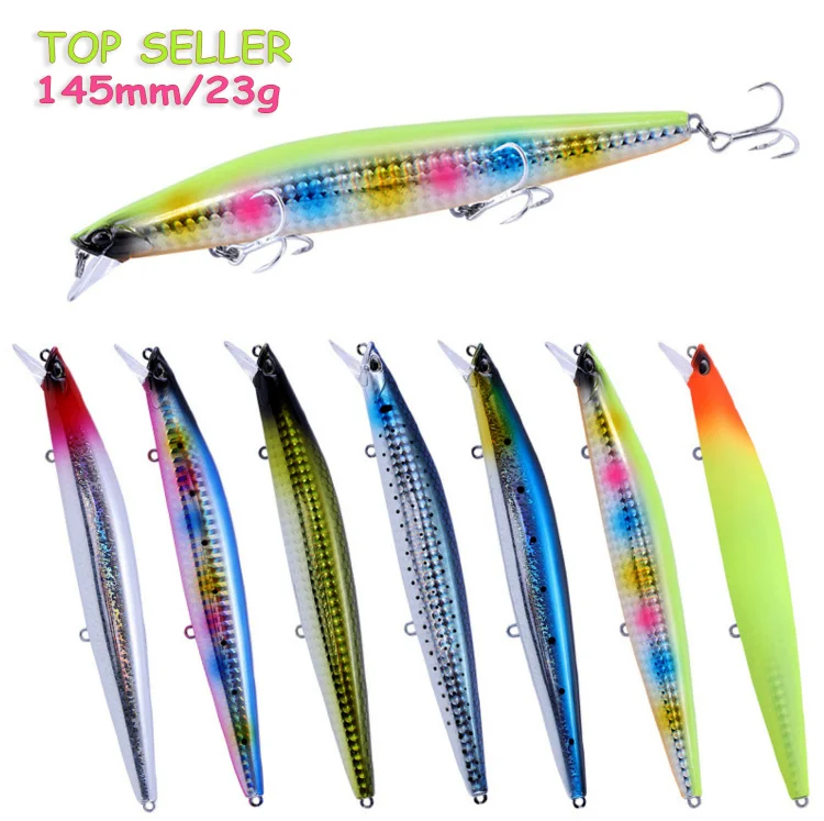 

TOPLURE 145mm 23g Minnow Hard Lure 3D Eyes Artificial Fishing Bait Fresh Water and Sea Water with 3 Treble Hooks