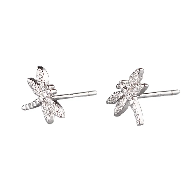 Real 925 Sterling Silver Dragonfly Stud Earrings for Women Girls Fashion Sterling-silver-jewelry Brincos Brinco Korean Earrings