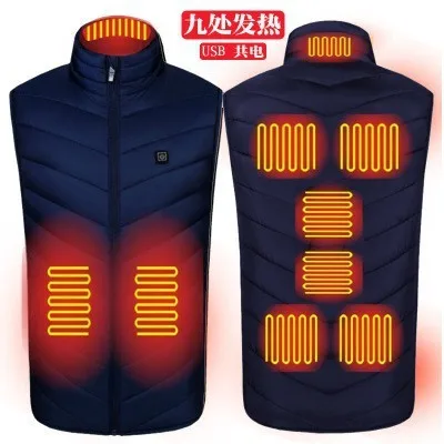 

Brand new man 9 zone heating vest jacket winter vest for men with high quality, Black