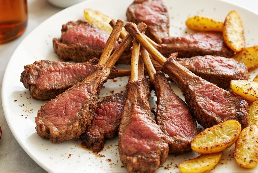 Fresh Rosemary and Thyme Sprigs on Lamb Chops