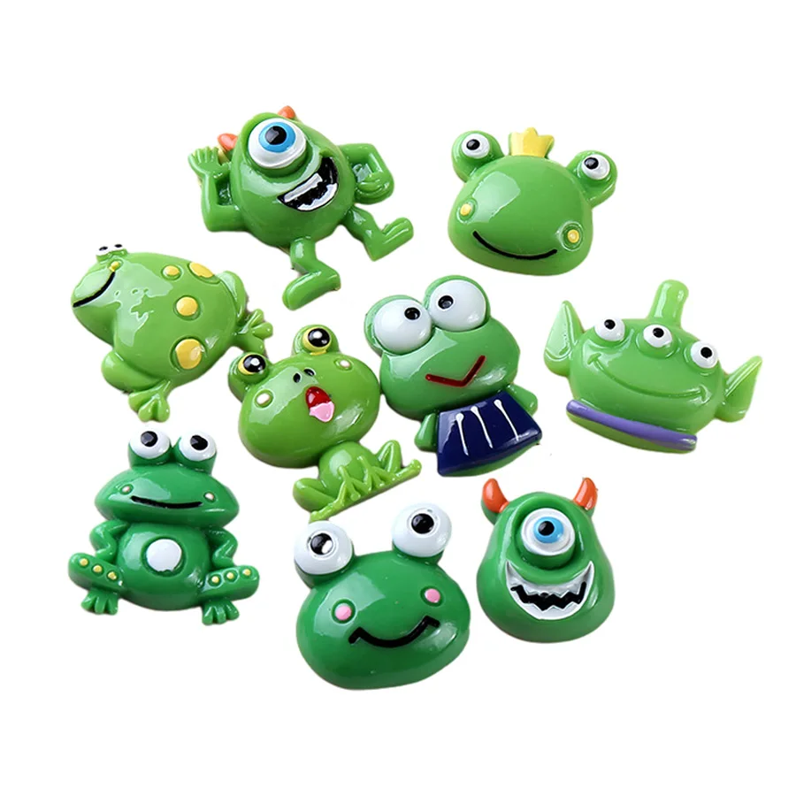 

good quality hot sale cute cartoon flat back green frog resin charm for decoration
