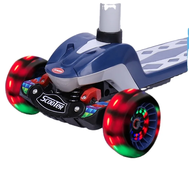 

2021 new model promo kids electric scooter 3 wheel Cool flash lights red black
