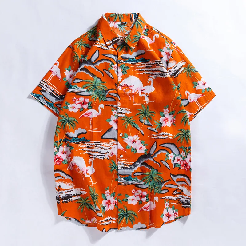 

wholesale new summer hot sale short sleeve 3D printing design floral casual loose plus size beach men's hawaiian shirt
