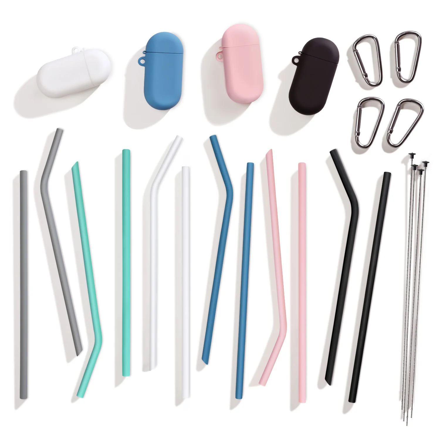 

Wholesale Eco Friendly Environmentally Silicone Drinking Multicolor Straws Case Set, Customized