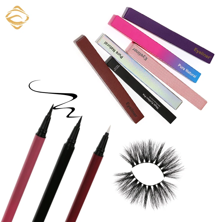 

Custom packing logo lash adhesive pen liquid liner lash glue clear magnetic eyeliner, Black/brown/clear