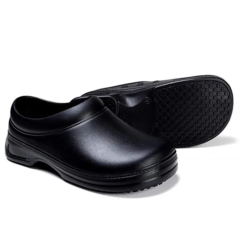 

Wholesale Non-Slip Oil Resistance EVA Black Restaurant Hotel Best Chef Cook Safety Kitchen Clog Shoes, Customer request