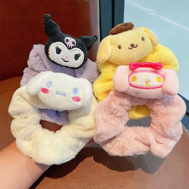 

Cute Cartoon Beauty Nice Quality Soft Flannel Elastic Band Scrunchies Hair Accessories Custom Logo