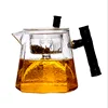 Wholesale Large Tea Maker 650ml Clear Glass Teapot With Wooden Handle