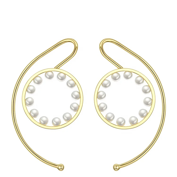 

Fashion Pearl Circle Ear Cuff Clip On Earrings For Women Statement Gold Color Earrings Without Piercing Jewelry E191106