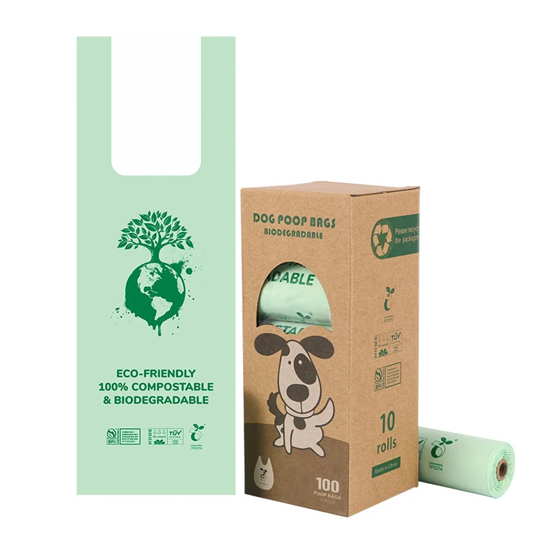 

New Design 100% Green Biodegradable Pet Dog Waste Bag Eco Friendly Dog Poop Bags With Handle