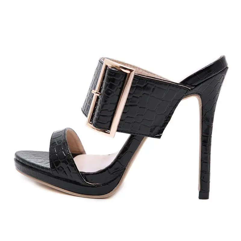 

2021 summer big buckle high heels sandals