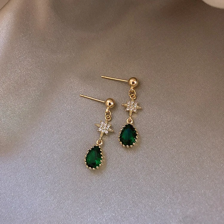 

emerald drops crystal dangling earrings