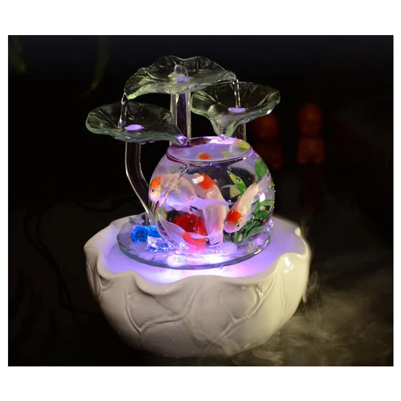

Water fountain table top water fountain fish tank lotus waterfall powered water feature flowing fengshui decor