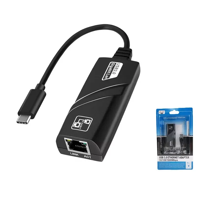 

10/100/1000 Mbps Type-C USB 3.0 2.0 to Ethernet RJ45 USB C Lan Gigabit Network Adapter Converter Compatible for OS WIN