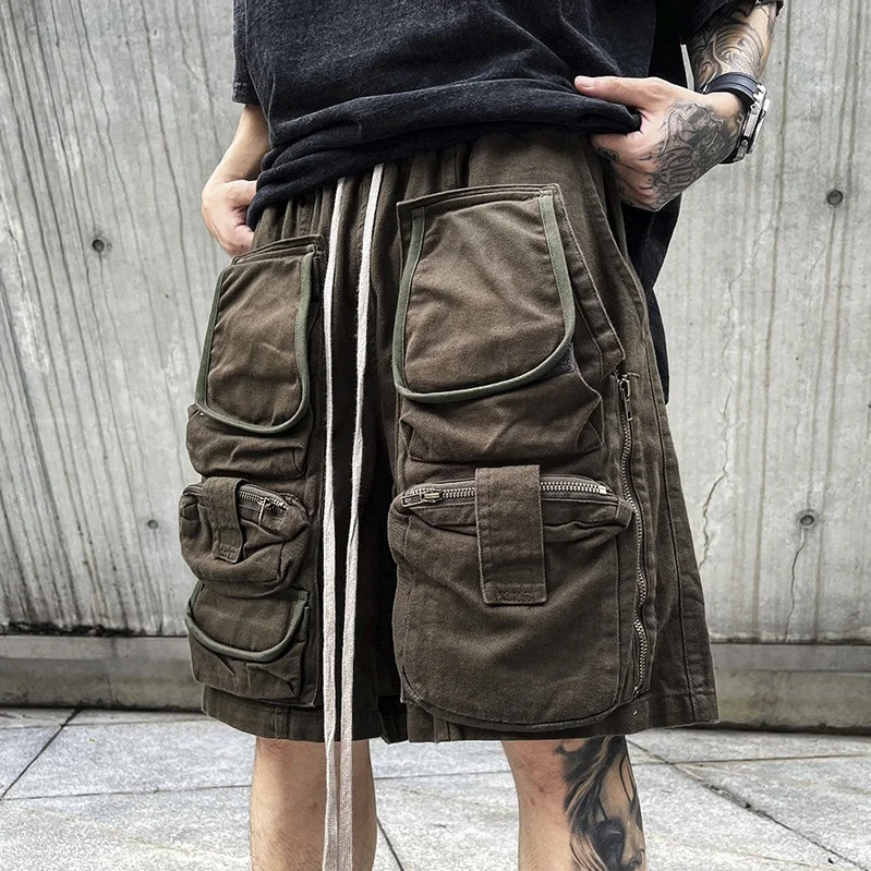 

OEM new style street wear high street Shorts Long Drawstring Elastic FOG men Detachable cargo Shorts