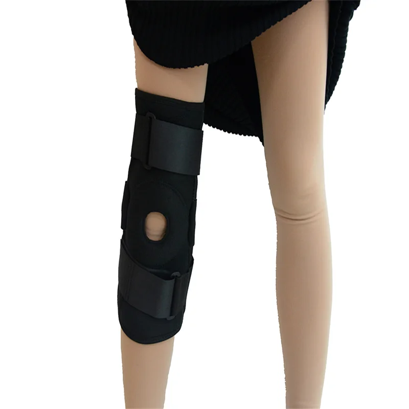 

Factory OEM Adjustable Pain Hinged Brace Knee Support Joint Ligament Sport Injury Splint Sport Knee Pads, Black