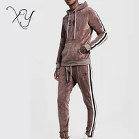 

Good Quality Pink Velvet Lady And Man Blue French Terry Custom Purple Velour Set Microfiber OEM Women Velour Tracksuit