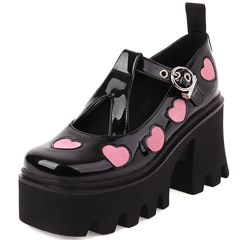 

Brand New Big Size Sweet Lolita Style Gothic Girls Cosplay Chunky Platform Comfy High Heels T-Strap Mary Jane Shoes Women