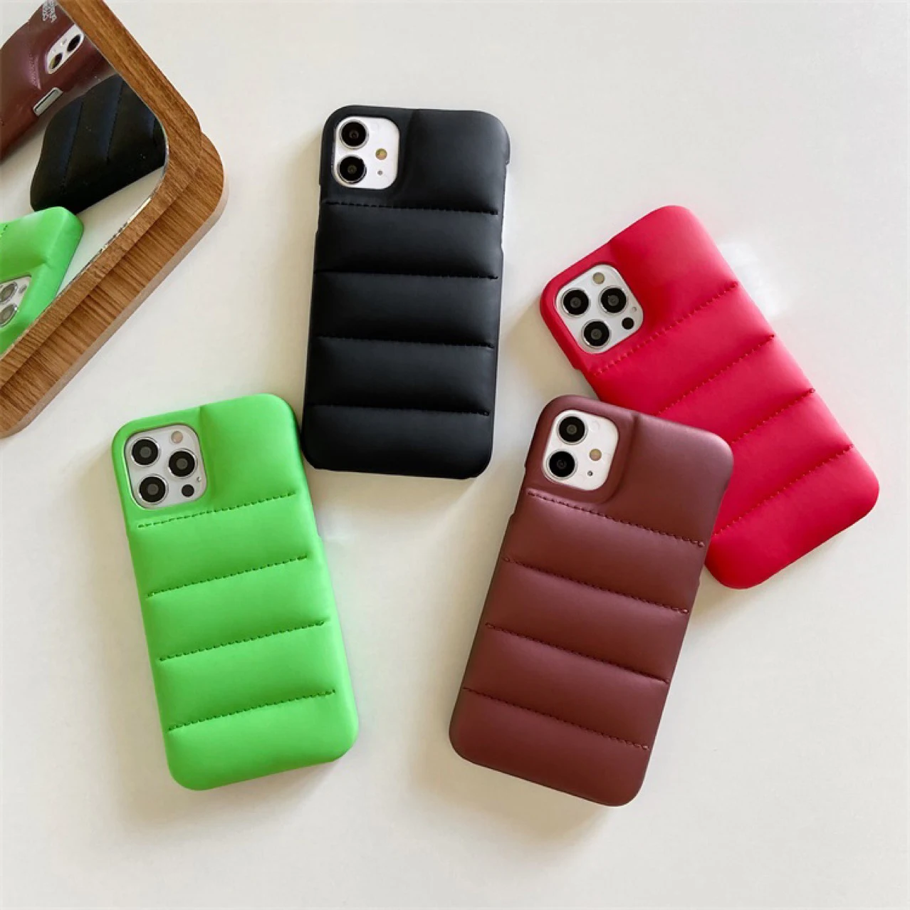 

Fashion Brand Cotton Down Jacket Silicone Mobile phone Cases Puffer Case Back Cover For iPhone 13 12 11 Pro Max X XS XR 7 8 Plus