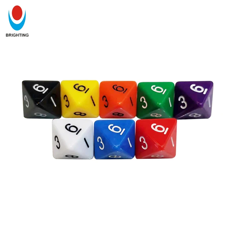 

D8 High Quality Polyhedral 8 Sided Custom Acrylic D4 D6 D10 D12 D20 with Different Colors Board Game Dice