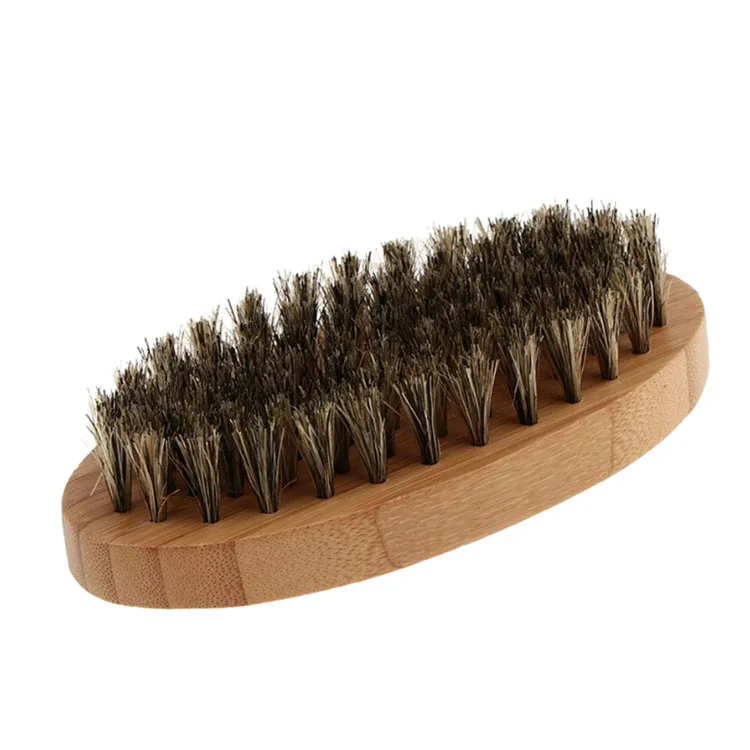 

Pure Wild Boar Bristles Round Wooden Men's Beauty Salon Beard Care Cleaning Brush