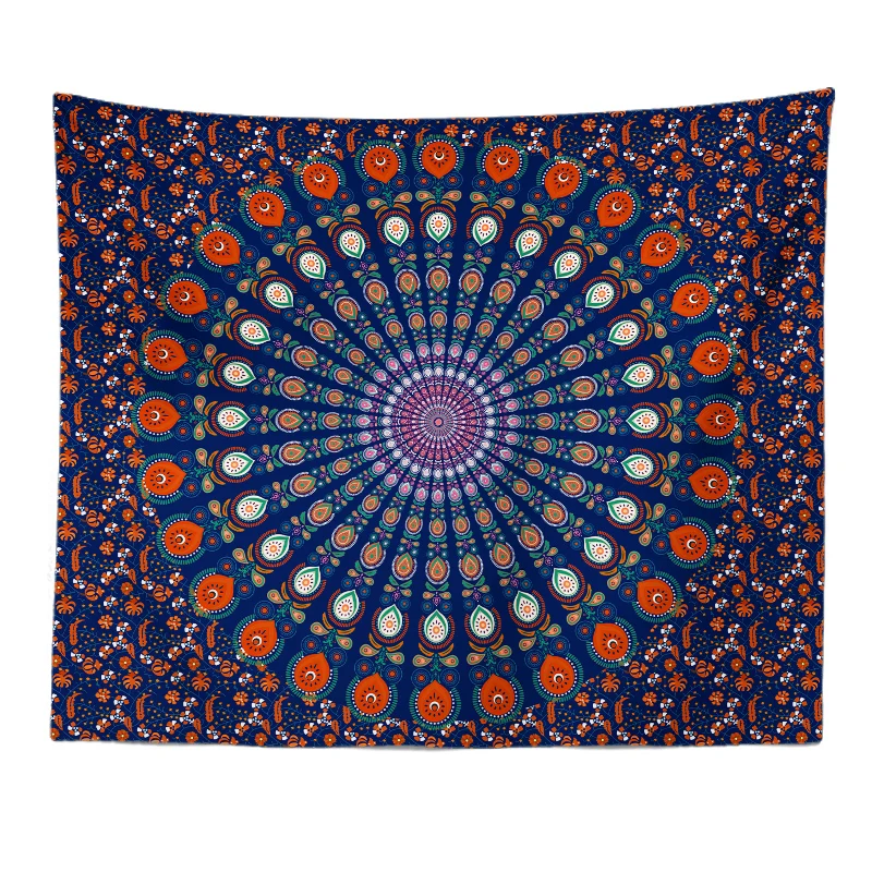 

Mandala flower tapestry Mandala tapestry tablecloth background cloth short plush peach skin velvet hanging cloth bedside hanging