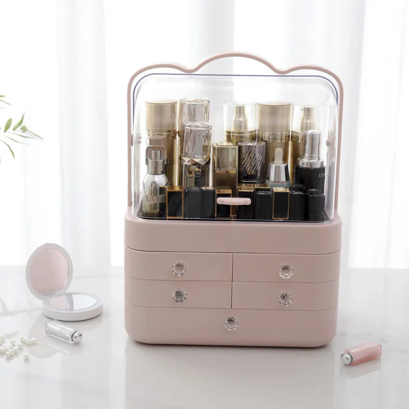 

White Dresser Boxes With Drawer Organizer Desktop Cosmetics Makeup Storage Box, 3colors