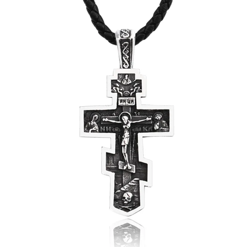 

SS8-1228P Steel Soldier Men's Christian Stainless Steel Christ Jesus Pendant Eastern Orthodox Cross Pendant Necklace Jewelry
