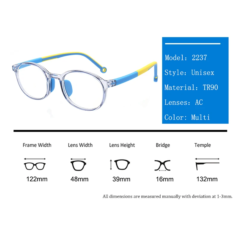 

Computer Anti Filter For Children Transparent Lens Gaming Blue Light Blocking Glasses, Multi color