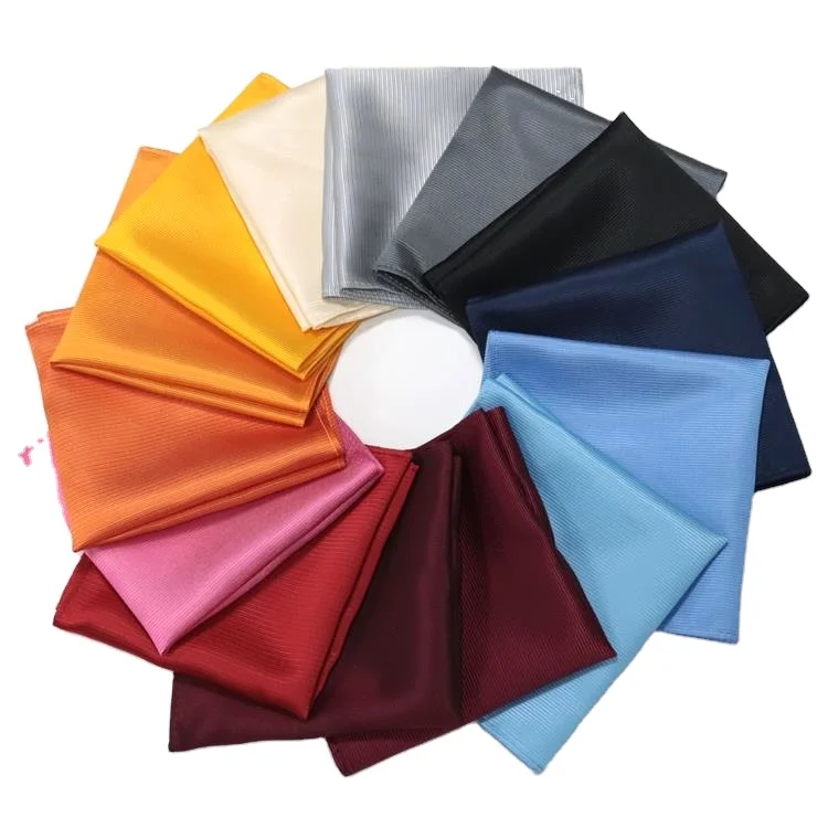 Wholesale BoyI Brand 25cm Handkerchief Pocket Square Hanky Spot Polyester Plain Solid Woven Jacquard Style Men ODM OEM Azo Free