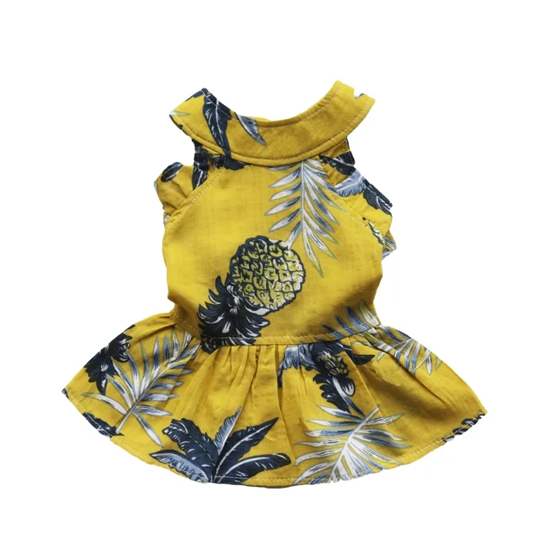 

Best selling popular Hawaiian pet dress thin print pet clothes cotton princess dog clothes